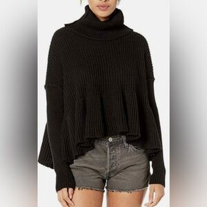Free People Peplum Hem Turtleneck Sweater